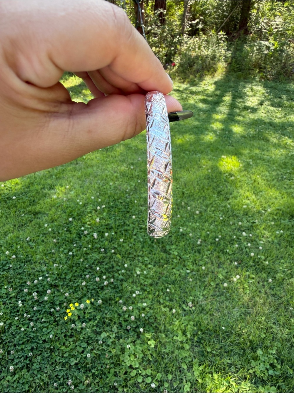 México 925 Sterling Silver Textured Bangle Bracelet